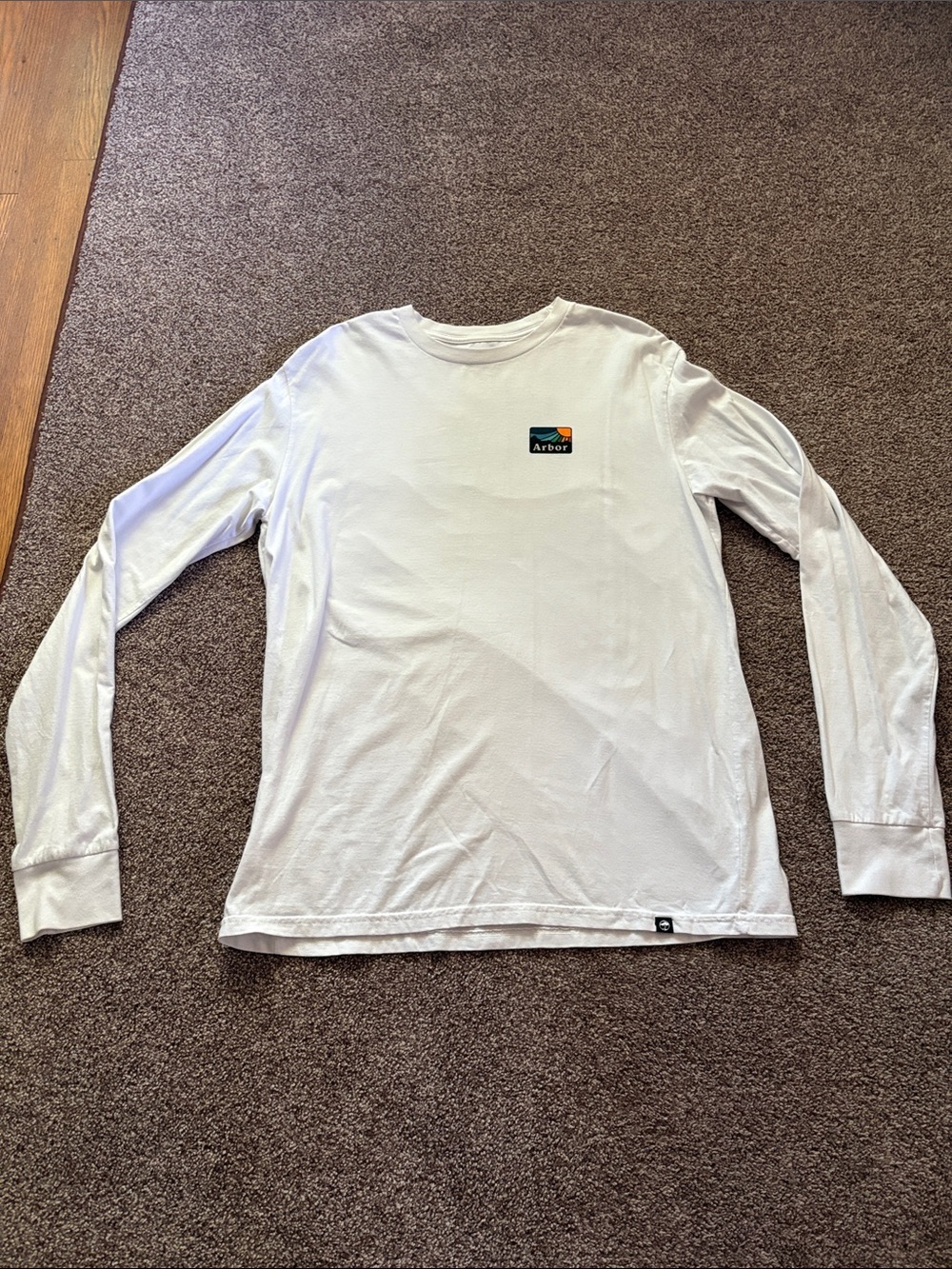 Arbor White Long Sleeve Tee with Small Chest Patch